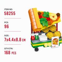 Ensemble de construction de chariot de barbecue jaune personnalisé, jouets pour enfants, mini station de cuisson extérieure avec brochettes et condiments