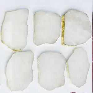 صواني جبن كوارتز وردي بيضاء غير منتظمة لتلميع الكريستال لتزيين الطعام