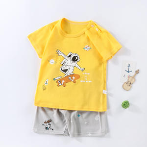 Ensembles de pyjamas pour enfants de haute qualité, en coton fin pour l'été, ensemble 2 pièces, pyjama décontracté à manches courtes, ensembles de pyjamas unisexes - Product Image 1