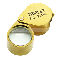 Mini Foldable Reading Magnifier 30 X 21MM Magnification Metal Loupe Golden Color