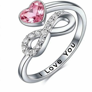 Anillo de Plata de Ley 925 para Mujer, Forma de 8, <span class=keywords><strong>Amor</strong></span> Infinito, 12 Constelaciones, Corazón de Color, Zirconia, Regalo de San Valentín, Joyería - Product Image 6