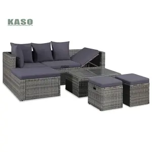 Outdoor Garden Set With Fire Pit Luxury Wicker High Quality Modern Manufacturers Cushion Synthetic Rattan Furniture