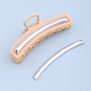 Nouvelle pince à cheveux grande taille en forme de requin, dorée, avec support solide en forme de cœur et fermoir à perles, style DIY Song Jin - Product Image 5