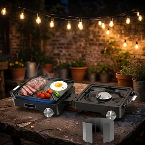 Outdoor-Picknick-Kassettenkocher, Campingkocher, faltbarer tragbarer Doppelbrenner-Gaskocher für <span class=keywords><strong>Camping</strong></span>, Grillen, hohe Leistung. - Product Image 2