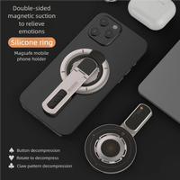 2025 nouveau support de téléphone magnétique à double face rotatif à 360 ° en alliage d'aluminium avec bouton pop-up, conception antidérapante en anneau de silicone