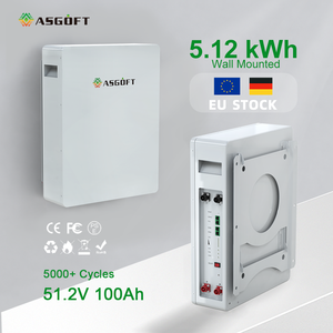 Stock UE Stockage d'énergie domestique 5.12kWh Powerwall Batterie LiFePO4 5kWh 10kWh 51.2V 100Ah Pack de batteries lithium-ion pour système solaire - Product Image 1