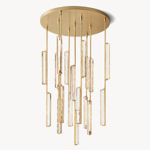 Lustre en cristal K9 de haute qualité, grand, long, moderne et luxueux pour hall d'hôtel, escalier de villa dorée. - Product Image 5