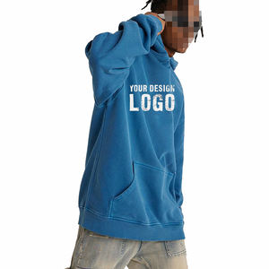 Ventes chaudes, sweat-shirts pour hommes en coton uni, lourds, mode décontractée, épaules tombantes, lavés, vintage, amples - Product Image 2