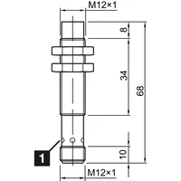 Capteur de proximité inductif INE-M12/68T-N04PO-B4, distance de commutation de 4 mm, IP 67, M12 x 1 et 68 mm