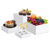 Présentoirs à gâteaux et desserts en acrylique blanc à 5 faces, cubes de présentation alimentaire en acrylique, supports de présentation en acrylique blanc