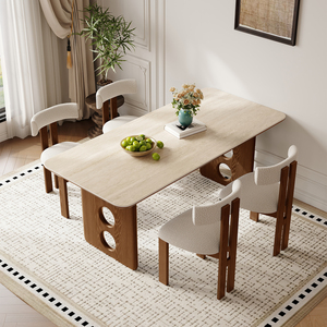 Modern Minimalist White Stone Top Dining Table Rectangle Stable Framework Structure For Home Use - Product Image 3