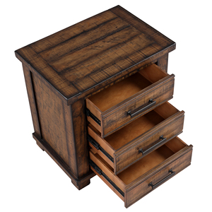 Comodino Rustico a Tre Cassetti in Legno Massello Recuperato Stile Fattoria - Product Image 6