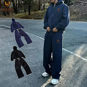 KingSen Conjunto Deportivo Oversize de Alta Calidad, Estilo Urbano, con Cremallera, 100% Algodón French Terry, Pantalones y Sudadera con Capucha - Product Image 4