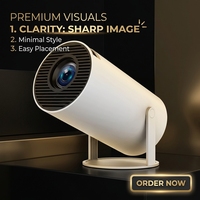 Nouveau projecteur intelligent HY300 2026, 130 ANSI Lumens, vidéo 1080P, home cinéma portable, projecteur à courte focale