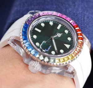 Reloj de Buceo de Primera Calidad con Incrustaciones de Gemas de Siete Colores, Calendario, Correa de Goma, Espejo de Zafiro, Diseño de Diseñador, Venta al Por Mayor - Product Image 6