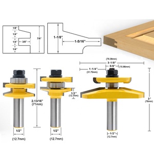 Shaker <span class=keywords><strong>Router</strong></span> bit thiết lập 3bit lớn lên bảng điều khiển cửa tủ làm với bevel Bảng điều chỉnh 1/2 "Shank cho đường sắt & Stile khung cửa - Product Image 5
