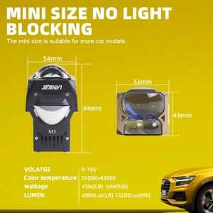 Phares de voiture, module LED M3 de 1,6 pouce, lentille de projecteur LED super lumineuse, phares de remplacement, lentille LED pour voiture, 5500K - Product Image 3