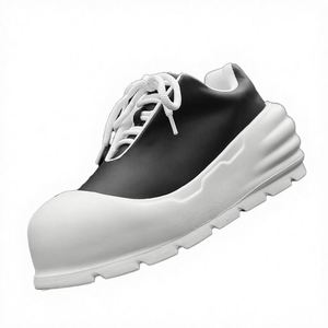 Chaussures montantes décontractées pour hommes, style mocassin à lacets, en cuir épais et empeigne en PU, semelles épaisses rehaussantes en caoutchouc et maille - Product Image 6