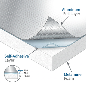 Espuma de Melamina Laminada con Papel de Aluminio, Autoadhesiva, Aislamiento Térmico y <span class=keywords><strong>Acústico</strong></span> <span class=keywords><strong>para</strong></span> Conductos de HVAC - Product Image 4