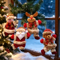 Offre Spéciale : Ensemble de Poupées Père Noël, Renne et Ours – Figurines Adorables avec Écharpe à Carreaux et Bordure Fourrure – Décoration à Suspendre pour Arbre