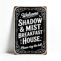 Panneau décoratif vintage en aluminium style gothique, motif balai et sorcière, 12x8 pouces, pour décoration d'Halloween, à suspendre au mur pour porche, pubs, cafés, terrasses