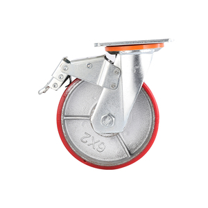 5 polegadas PU giro Universal Industrial resistente alta capacidade 350kg ferro fundido rodízio rodas com freio - Product Image 2