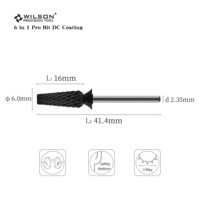 6.0mm 6 en 1 Pro Bit DC Coating Forets à ongles professionnels pour nettoyer efficacement les ongles en acrylique Fraise à ongles en carbure