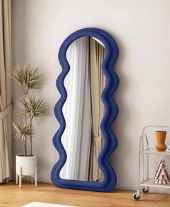 Hot Sale <strong>Full</strong> <strong>Length</strong> Flannel Waved Wooden <strong>Mirror</strong> Frame Long Wavy Floor Standing Wall <strong>Leaner</strong> <strong>Mirror</strong> Arched - Product Image 1