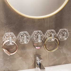 CONTINENT Hexagonal Adhesive <b>Hooks</b> 5 Pack <b>Gold</b> Tone Contemporary Bathroom <b>Wall</b> Mount No Drilling Required - Product Image 4