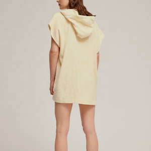 Poncho de Verano para Mujer, Tejido de Rizo, con Capucha, Suave, de Algodón, Tipo Toalla, Vestido Mini, para Después del Baño, Cuello en V Profundo, Falda Corta - Product Image 3