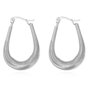 Boucles d'oreilles créoles en acier inoxydable en forme de U, 25 mm, goutte d'eau, bijoux de mode pour soirée, couleur or acier - Product Image 5
