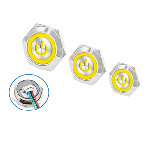 Công tắc nút bấm kim loại 16/19/22mm với biểu tượng nguồn LED vòng đèn-Công tắc xúc giác Tự đặt lại tạm thời - Product Image 4
