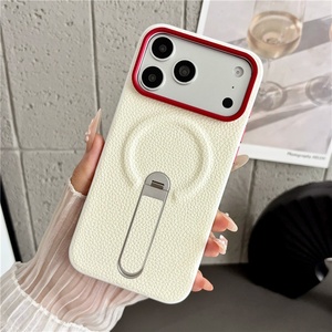 Funda Magnética de Cuero PU para Teléfono Celular, Compatible con iPhone 18, 17, 16, 15 Pro Max, 17 Air, con Protección de 360 Grados °   Cubierta Protectora de Metal para Soporte de Tiras Metálicas - Product Image 1