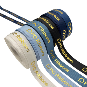 Nastri in Raso/Grosgrain Personalizzati da 1 Pollice con Stampa in Lamina d'Oro per Confezioni - Product Image 1