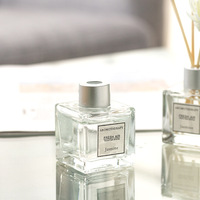 Diffuseur de parfum carré sans BPA en bois et verre, sans flamme, longue durée (2 mois), aromathérapie aux huiles essentielles, désodorisant pour chambre à coucher