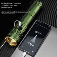 Lampe torche LED populaire zoomable, laser tricolore, rechargeable, batterie externe, super lumineuse, télescopique, pour camping et pêche en extérieur