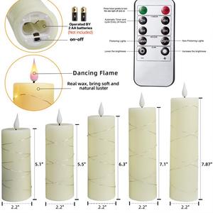 Candele a Colonna LED Senza Fiamma in Paraffina Personalizzate 5 Pezzi con Filo di Rame Design Sottile e Alto Effetto Tremolante Decorazione Telecomando OEM ODM - Product Image 6