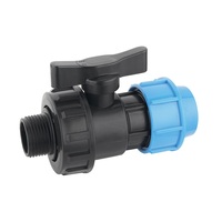 Raccords à compression PP à connexion rapide, vanne à boisseau sphérique PP avec filetage mâle pour tuyaux PE en verger, aménagement paysager, serre agricole