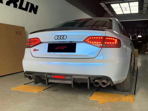 Labio de alerón de fibra de carbono con luz para Audi <span class=keywords><strong>A4</strong></span> B8 S4 Sedan difusor de parachoques trasero Bodykit 2009-12 - Product Image 4