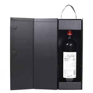 Caixa de presente luxuosa impressa personalizada para vinho tinto Champaign, embalagem magnética de papel cartão de luxo