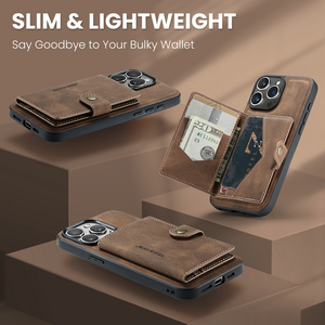 Jeehood pour iPhone 16 pro max 15 14 13 12 11 7 8 étui de téléphone avec enlever la couverture de porte-cartes de crédit multifonctions pour <span class=keywords><strong>pochette</strong></span> iphone - Product Image 2