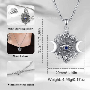 Merryshine 925 argento Sterling tre luna dea blu malvagio occhio turco ciondolo collana con ciondolo - Product Image 6
