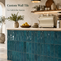 Carrelage mural en céramique ondulé de style nordique, vert, effet perle, fait main, 65x200mm, aspect Zellige, pour la décoration intérieure moderne