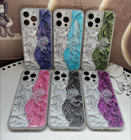 Coque de téléphone portable antichoc en TPU et PC avec strass et nœud décoratif