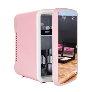 Nuovo design 6l frigorifero cosmetico con specchio per camera da letto mini frigorifero di bellezza con Touch-screen e display digitale luce a LED