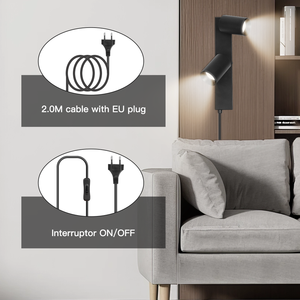 ไฟสปอตไลท์ติดเพดาน GU10 แบบขายตรง ดีไซน์ทันสมัย ปรับได้ 2 ทิศทาง ติดผนังสีดำ วัสดุเหล็ก 3CCT สำหรับห้องนั่งเล่น ห้องนอน โรงแรม - Product Image 2