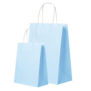 Bolsa de Papel Kraft Azul Cielo de Lujo para Regalo de Supermercado con Asa, Bolsa de Compras para Negocios de Abarrotes y Comida para Llevar - Product Image 1