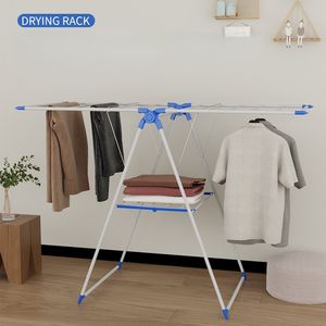 जानको बहुक्रियाशील स्टैंड ड्रायर स्प्रे लेपित लोहे के पाइप पंख वाले परिधान रैक - Product Image 2