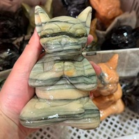 Statue de chien en jade et cristal sculptée pour la méditation zen, 13 cm, figurine spirituelle de yoga pour la guérison par le Reiki et la décoration intérieure Feng Shui