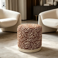 Pouf de rangement jacquard zèbre - Pouf rond imprimé animal - Tabouret cylindrique décoratif avec rangement dissimulé pour le côté du canapé